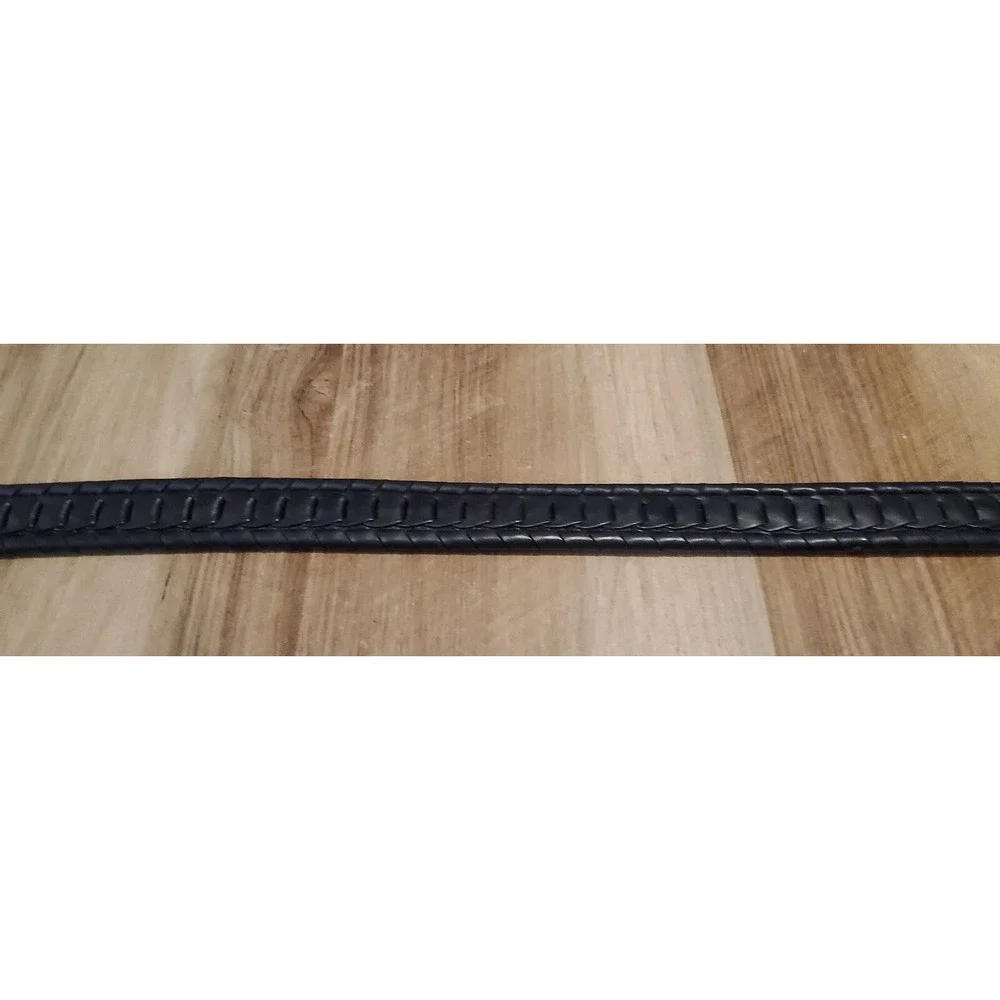 Western Woven Black Faux Leather Belt Chain Link Silver Tone Buckle Mens Size 42